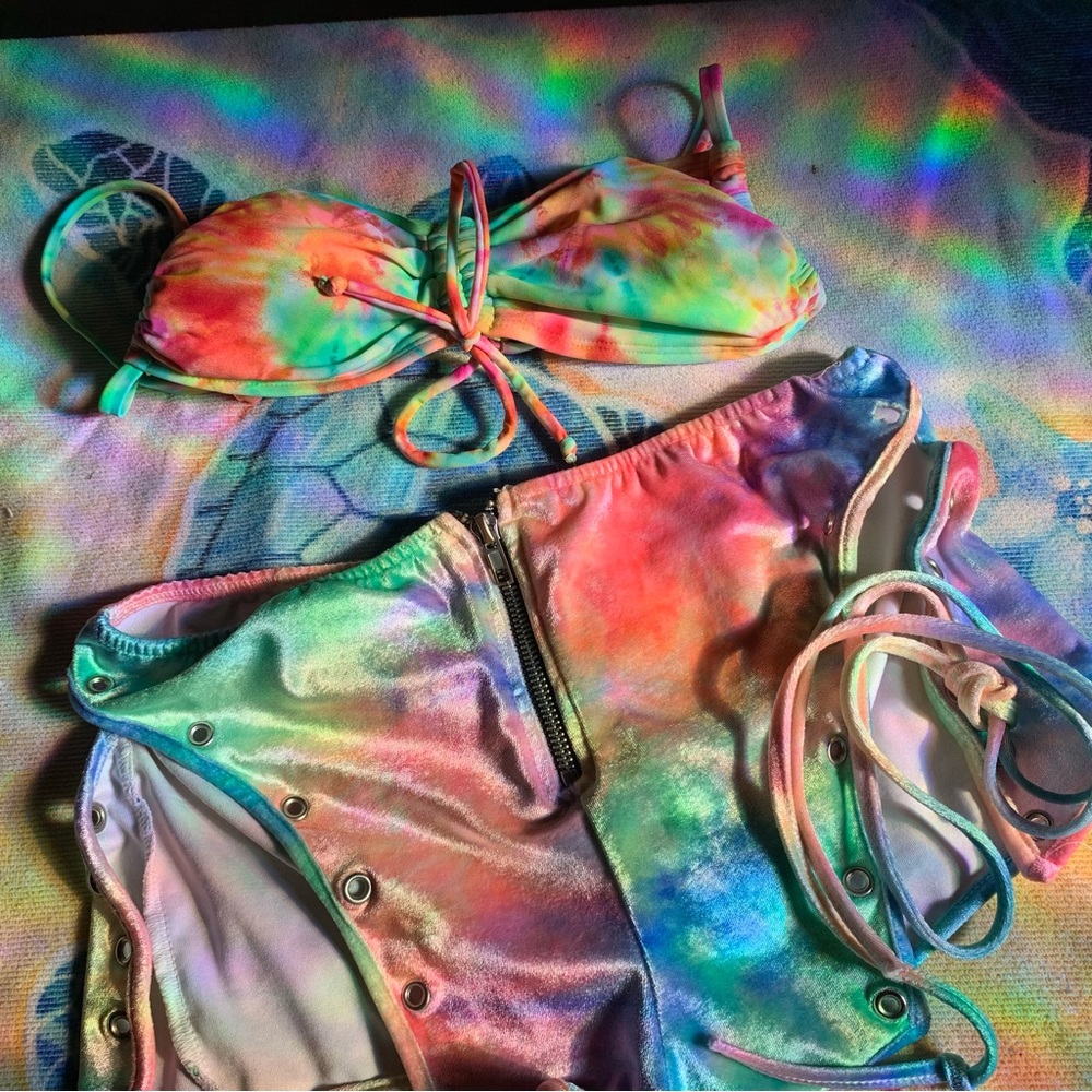 Tie-Dye Rainbow Bikini Set - Vibrant Multicolor Swim
